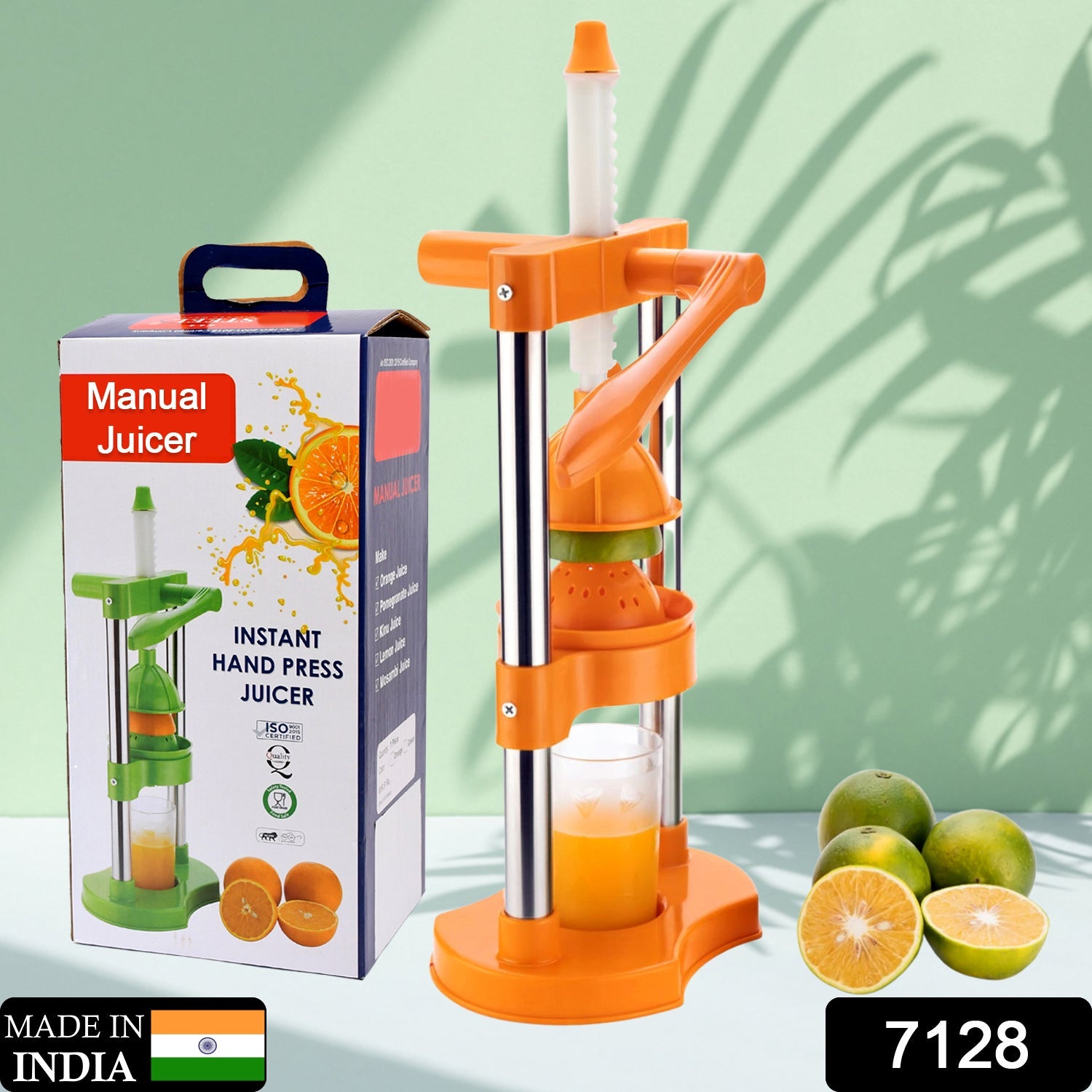 7128 Hand Pressure Juicer With Glass Manual Cold Press Juice Machine Instant Make Juice Squeezer, Fruits Juicer, Juice Maker, Orange Juice Extractor For Fruits & Vegetables, Orange DeoDap 7128 Hand Pressure Juicer With Glass Manual Cold Press Juice Machine Instant Make Juice Squeezer, Fruits Juicer, Juice Maker, Orange Juice Extractor For Fruits & Vegetables, Orange DeoDap